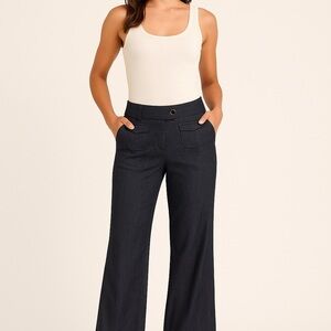 Harvé Benard Baggy Wide-Leg Trousers | Size 12 | Classic Workwear Quiet Luxury